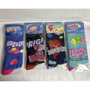 New Classic Candy Crew Socks Size 8/9-12/13 Razzles Gum Airheads Fluffy Stuff